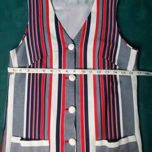 VINTAGE handmade stripe sleeveless button-up - Picture 3 of 9